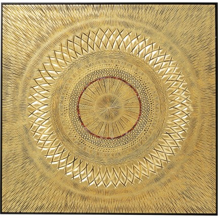 Object Picture Art Geometric Circle Gold 120x120cm Kare Design