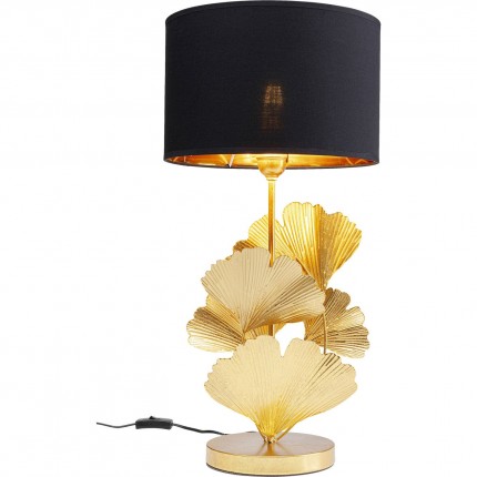 Table Lamp gingko leaves gold and black Kare Design