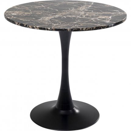 Table Schickeria Ø80cm marbleprint black Kare Design