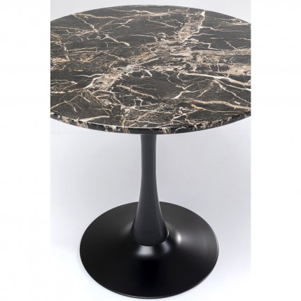 Table Schickeria Ø80cm marbleprint black Kare Design