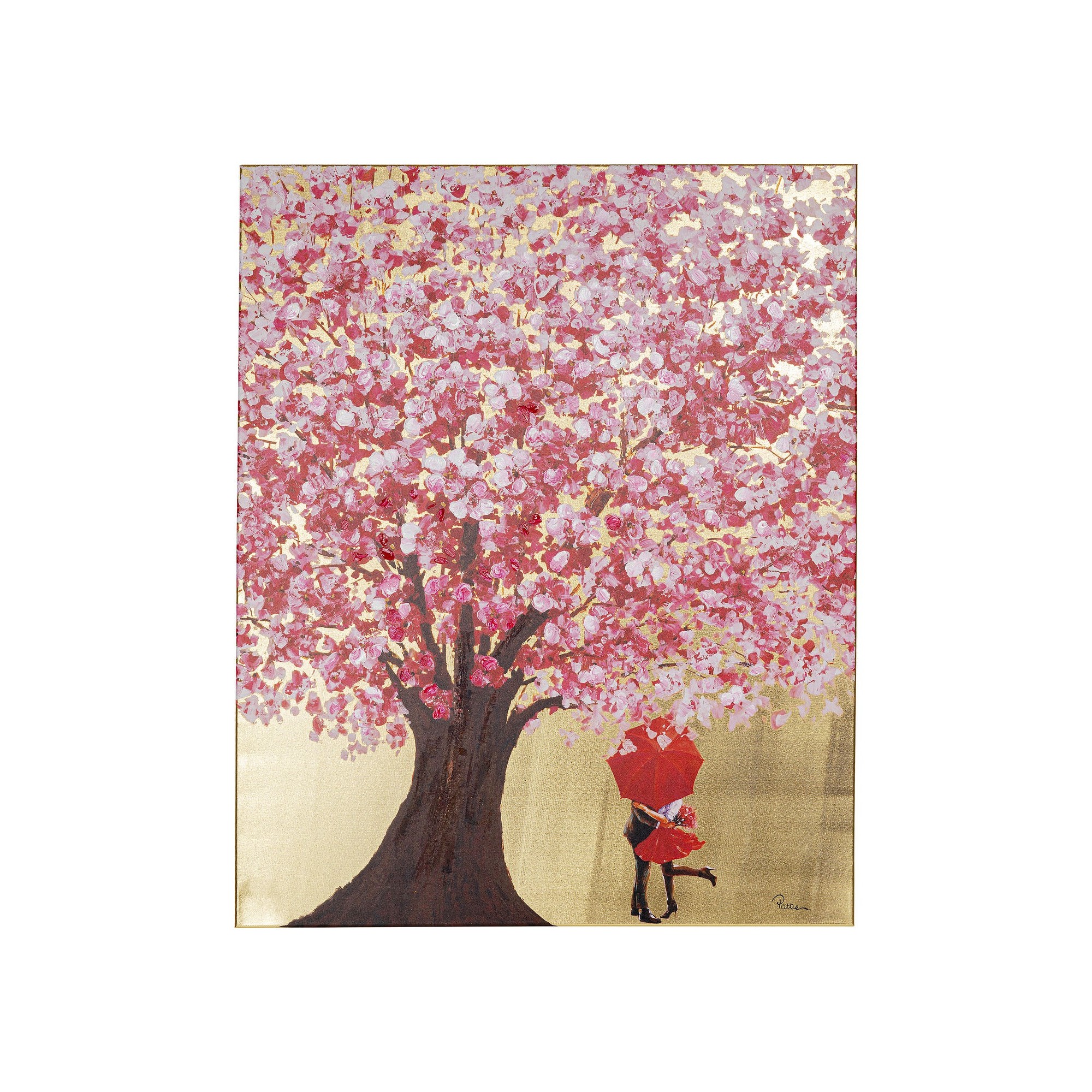 Tableau Touched Flower Couple doré-fuchsia 100x80