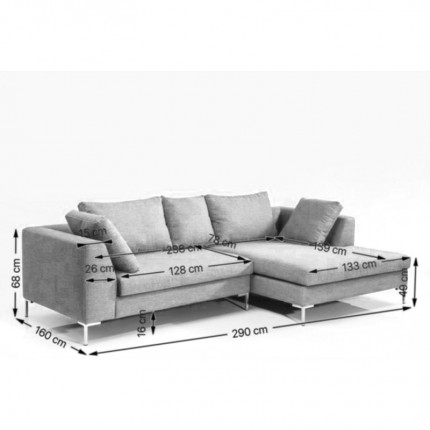 Corner Sofa Black Gianna Velvet Grey Right Kare Design