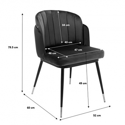 Chair Hojas velvet grey and green Kare Design