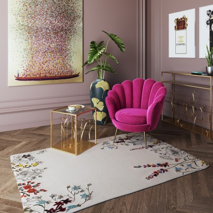 Armchair Water Lily Fuchsia velvet Gold Kare Design