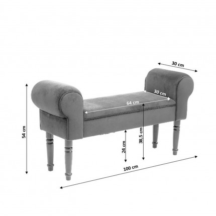 Bench Wing grey velvet Kare Design