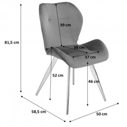 Chair Viva velvet grey and chrome Kare Design