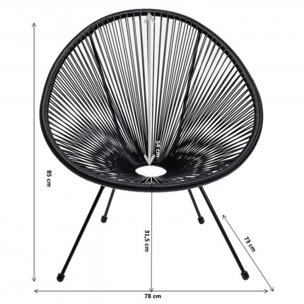 Outdoor Armchair Acapulco Mono black Kare Design