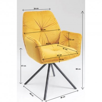 Chair with armrests Mila Yellow Kare Design