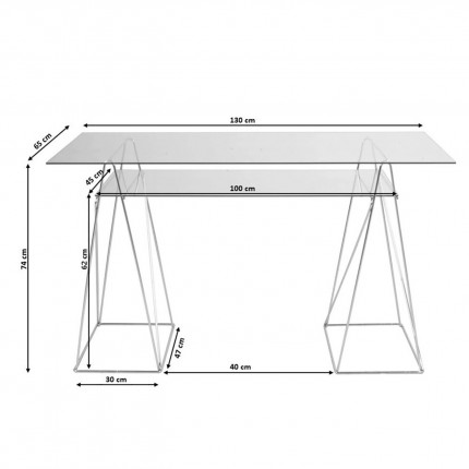 Bureau Polar 135x65cm chromé Kare Design