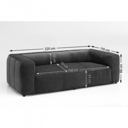 Sofa Cubetto 3-Seater dark grey Kare Design