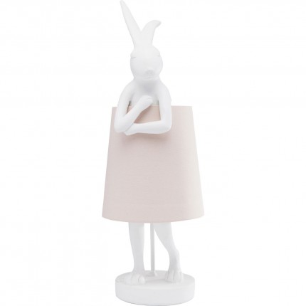 Lampe Animal lapin 50cm blanche et rose Kare Design