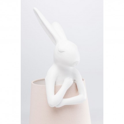 Lampe Animal lapin 50cm blanche et rose Kare Design