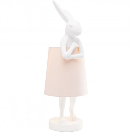 Lampe Animal lapin 50cm blanche et rose Kare Design