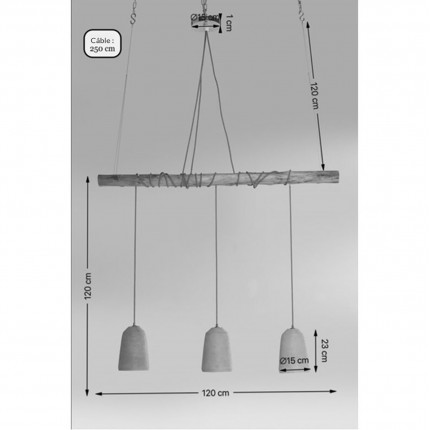 Suspension Dining Concrete 3 grise Kare Design