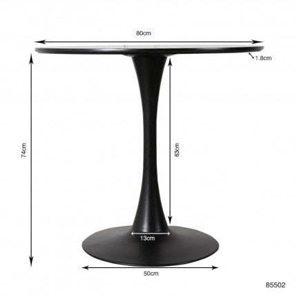 Table Schickeria 80cm noire Kare Design