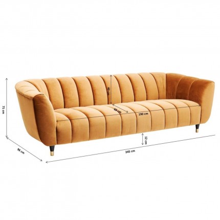 Sofa Spectra 3-Seater velvet brown Kare Design