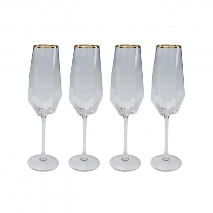 Flûtes à champagne Diamond Rim dorées set de 4 Kare Design