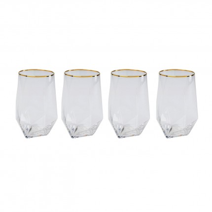 Water Glass Diamond Rim gold (4/Set) Kare Design