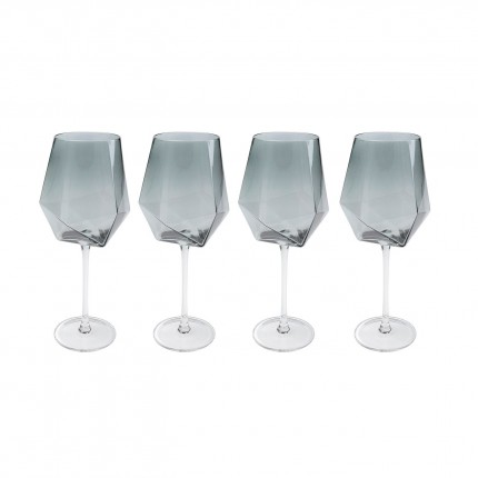 Wine Glass Diamond Smoke (4/Set) Kare Design