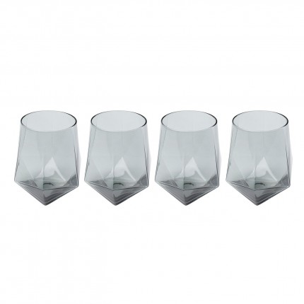 Water Glass Diamond Smoke (4/set) Kare Design