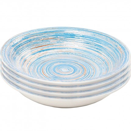 Plate Deep Swirl Ø21cm blue (4/Set) Kare Design