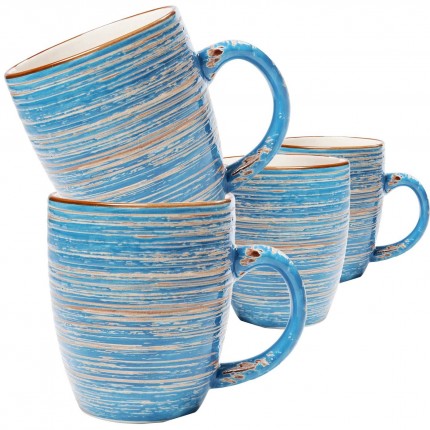 Mug Swirl blue (4/Set) Kare Design