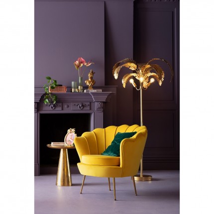Fauteuil Water Lily velours jaune et acier doré Kare Design