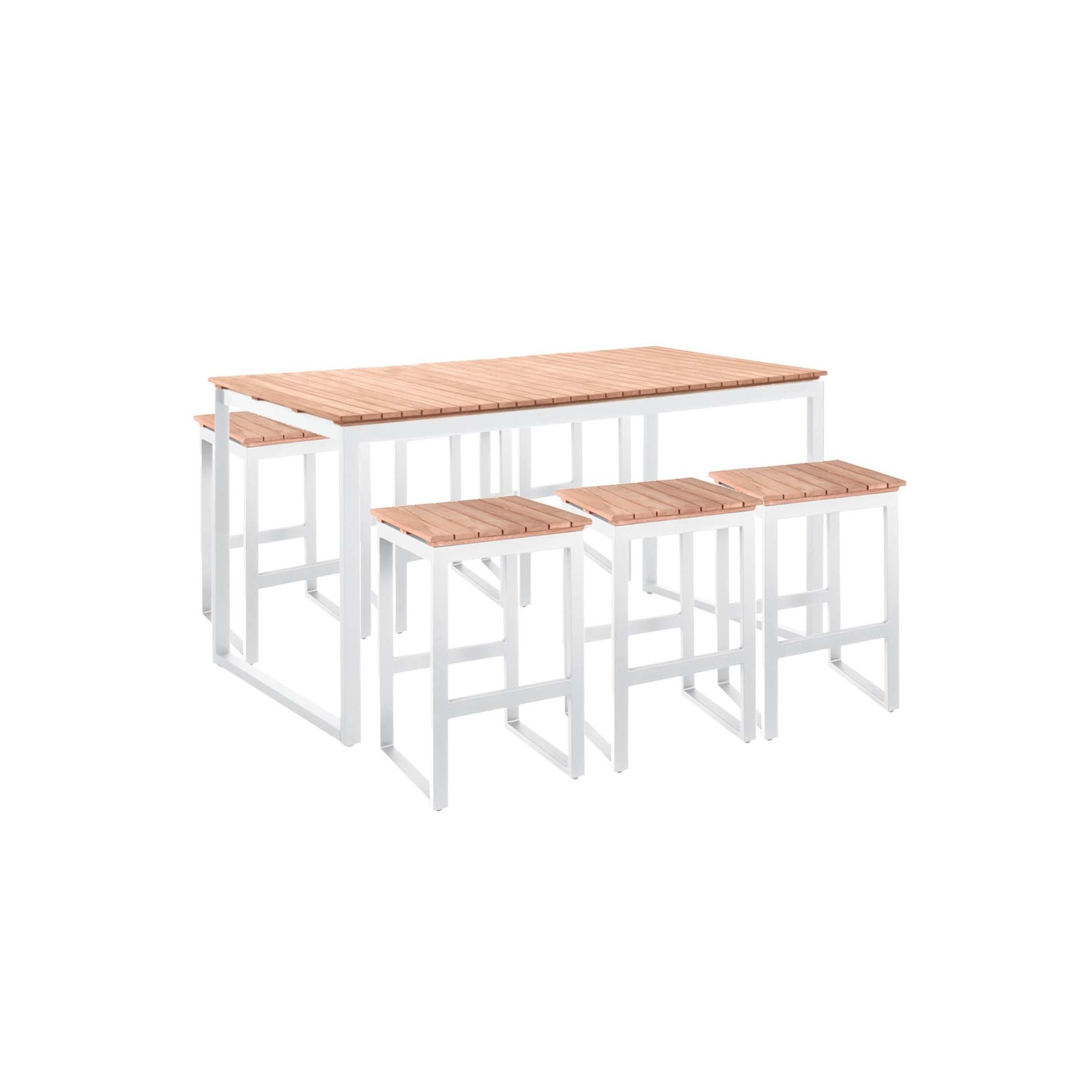 Ensemble de jardin table et 6 tabourets Pisa blanc Gescova