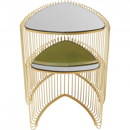 Side Table Wire Triangle gold (2/Set) Kare Design