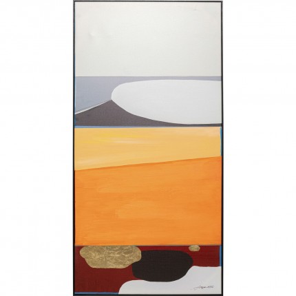 Framed Painting Abstract Shapes Orange 73x143cm Kare Design