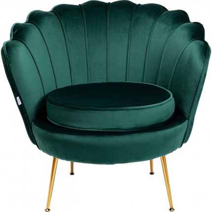 Armchair Water Lily Green velvet Gold Kare Design