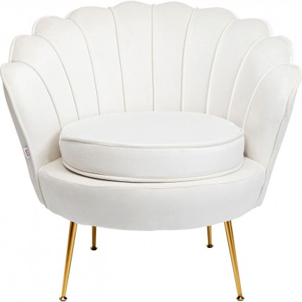 Armchair Water Lily cream Velvet Gold Kare Design