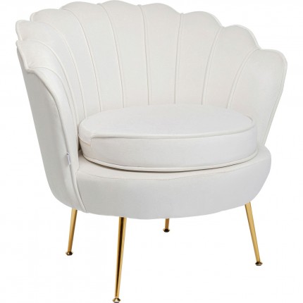 Armchair Water Lily cream Velvet Gold Kare Design