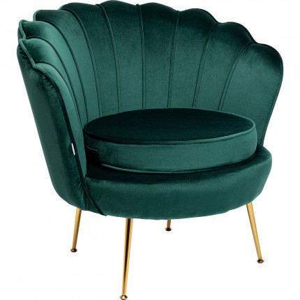 Armchair Water Lily Green velvet Gold Kare Design