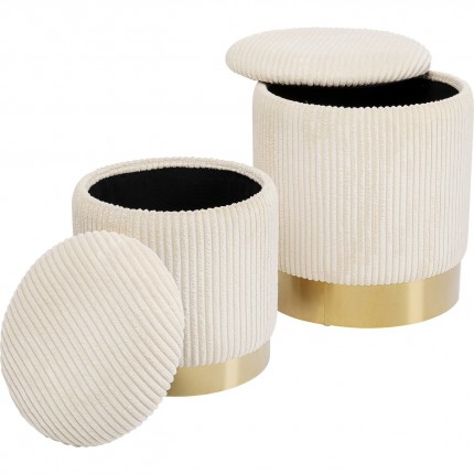 Stool trunk Plush cream (2/Set) Kare Design