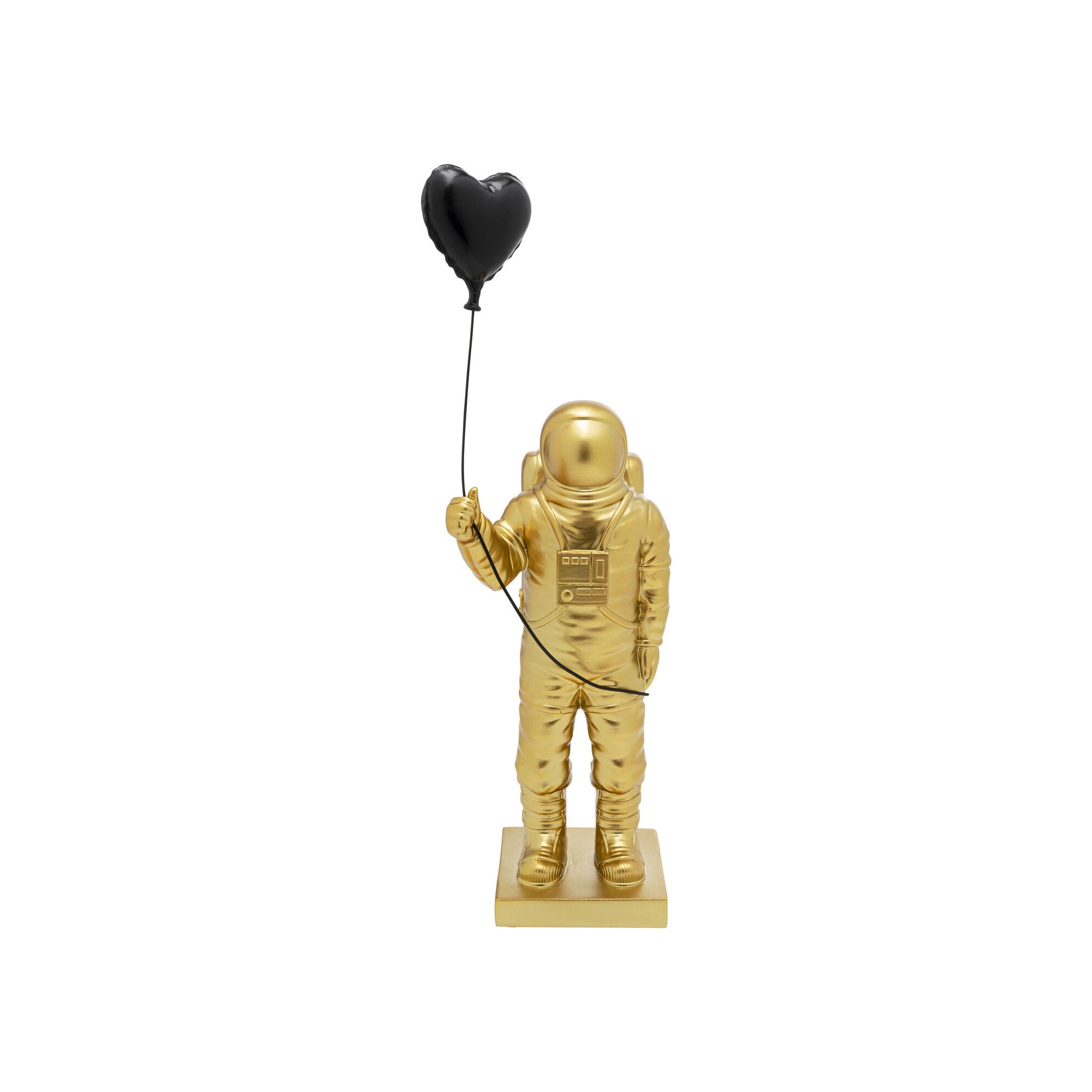 Déco astronaute doré qui tient un ballon en coeur noir - Kare Design