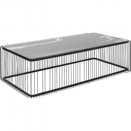 Coffee Table Wire black Marble look 145x70cm Kare Design