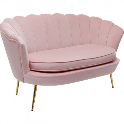 Sofa Water Lily 2-Seater pink velvet and gold Kare Design