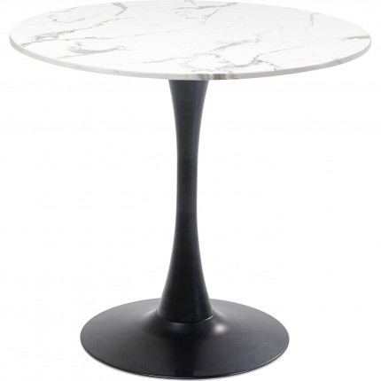 Table Schickeria Ø80cm marbleprint white and black Kare Design