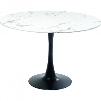 Table Schickeria Ø110cm marbleprint white and black Kare Design