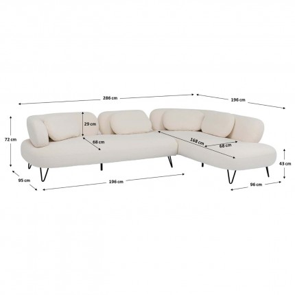 Corner Sofa Peppo white right Kare Design