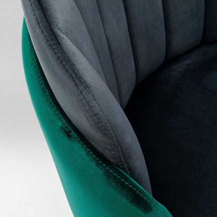 Chair Hojas velvet grey and green Kare Design