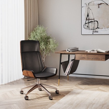 Chaise de bureau pivotante Rouven haute noire Kare Design