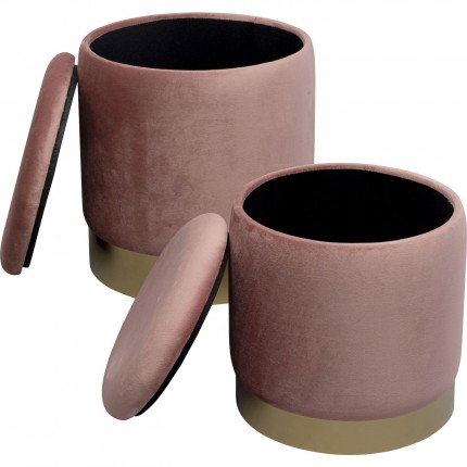 Stool trunk Cherry Mauve Brass (2/Set) Kare Design