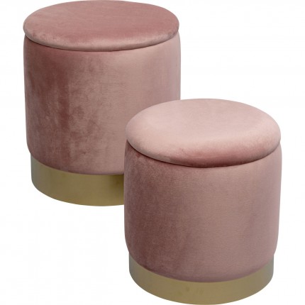 Stool trunk Cherry Mauve Brass (2/Set) Kare Design