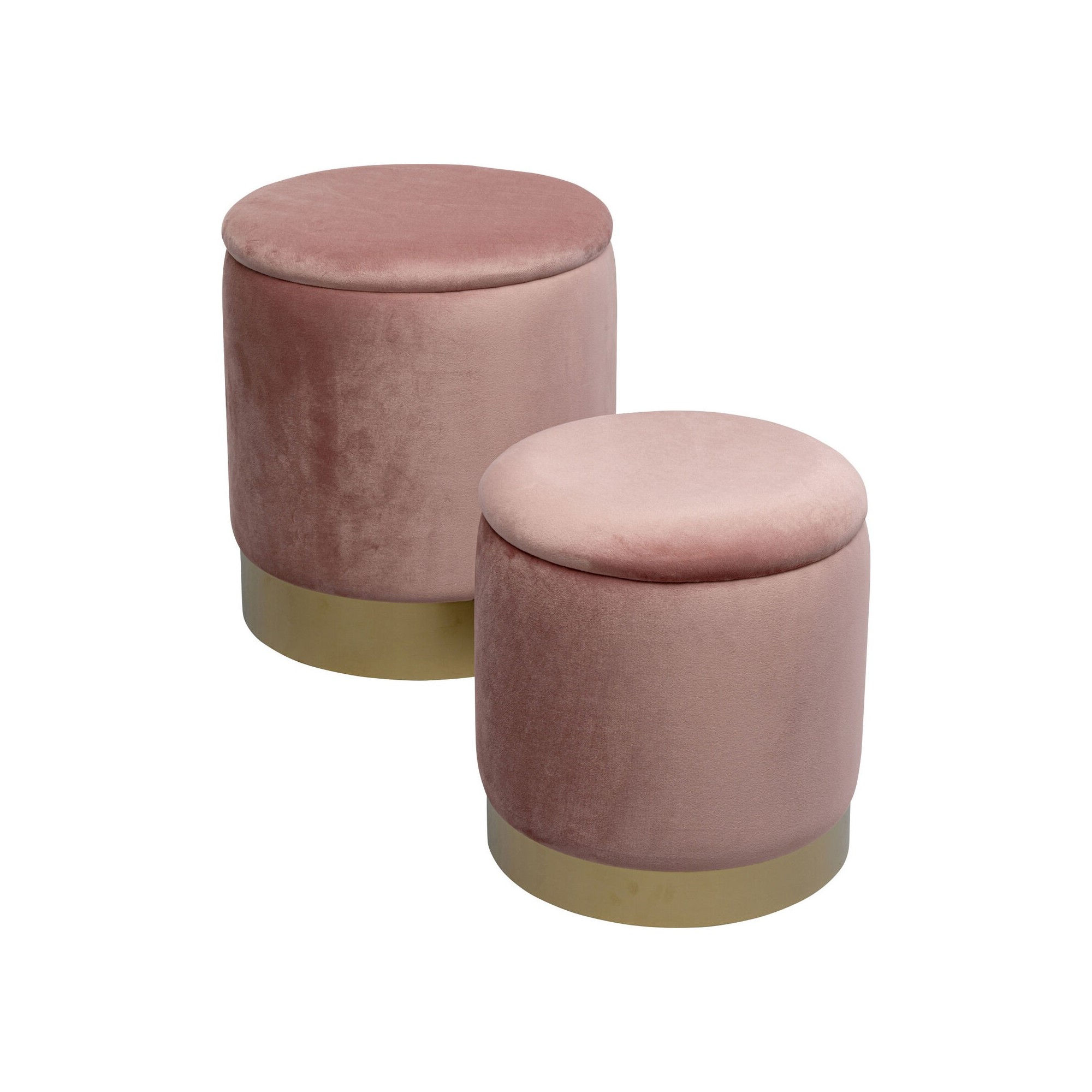 Tabouret Cherry Storage rose - laiton (2/Set)