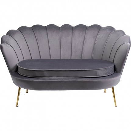 Sofa Water Lily 2-Seater grey velvet and gold Kare Design