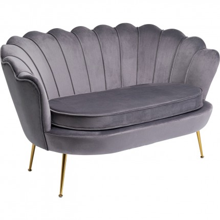 Sofa Water Lily 2-Seater grey velvet and gold Kare Design