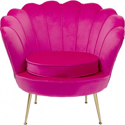 Armchair Water Lily Fuchsia velvet Gold Kare Design