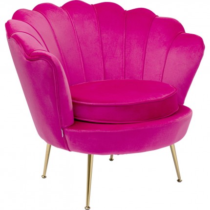 Armchair Water Lily Fuchsia velvet Gold Kare Design